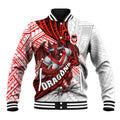 St George Illawarra Dragons Rugby Baseball Jacket Tribal Polynesian Power Art - Lightning Mascot