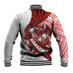 St George Illawarra Dragons Rugby Baseball Jacket Tribal Polynesian Power Art - Lightning Mascot