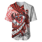 St George Illawarra Dragons Rugby Baseball Jersey Tribal Polynesian Power Art - Lightning Mascot