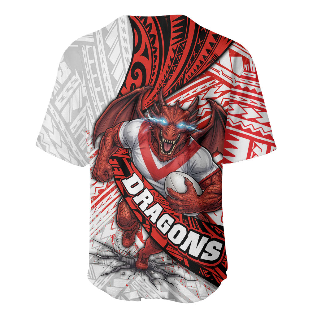 St George Illawarra Dragons Rugby Baseball Jersey Tribal Polynesian Power Art - Lightning Mascot
