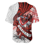 St George Illawarra Dragons Rugby Baseball Jersey Tribal Polynesian Power Art - Lightning Mascot