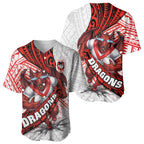St George Illawarra Dragons Rugby Baseball Jersey Tribal Polynesian Power Art - Lightning Mascot
