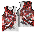 St George Illawarra Dragons Rugby Basketball Jersey Tribal Polynesian Power Art - Lightning Mascot