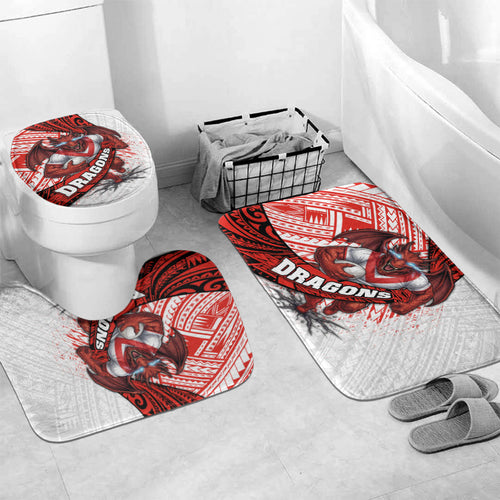 St George Illawarra Dragons Rugby Bathroom Set Tribal Polynesian Power Art - Lightning Mascot