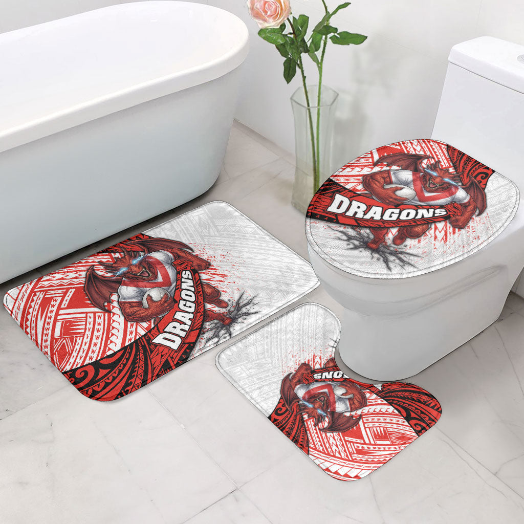 St George Illawarra Dragons Rugby Bathroom Set Tribal Polynesian Power Art - Lightning Mascot