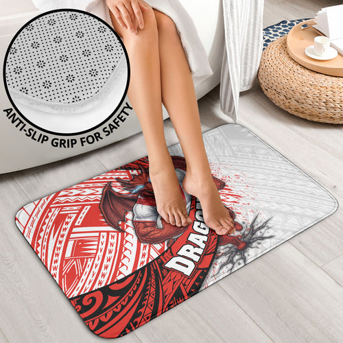 St George Illawarra Dragons Rugby Bathroom Set Tribal Polynesian Power Art - Lightning Mascot