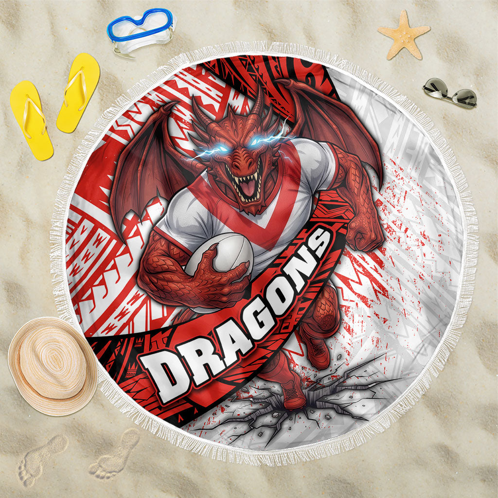 St George Illawarra Dragons Rugby Beach Blanket Tribal Polynesian Power Art - Lightning Mascot