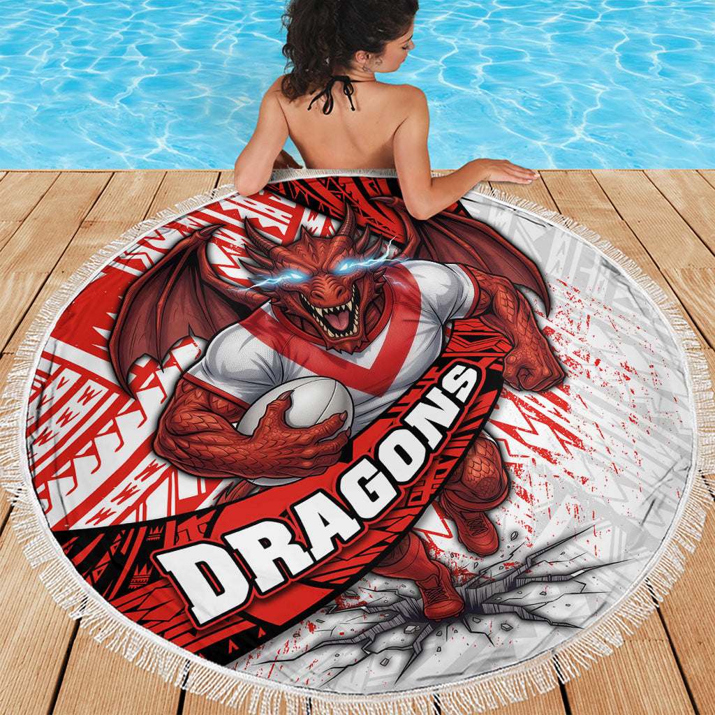 St George Illawarra Dragons Rugby Beach Blanket Tribal Polynesian Power Art - Lightning Mascot
