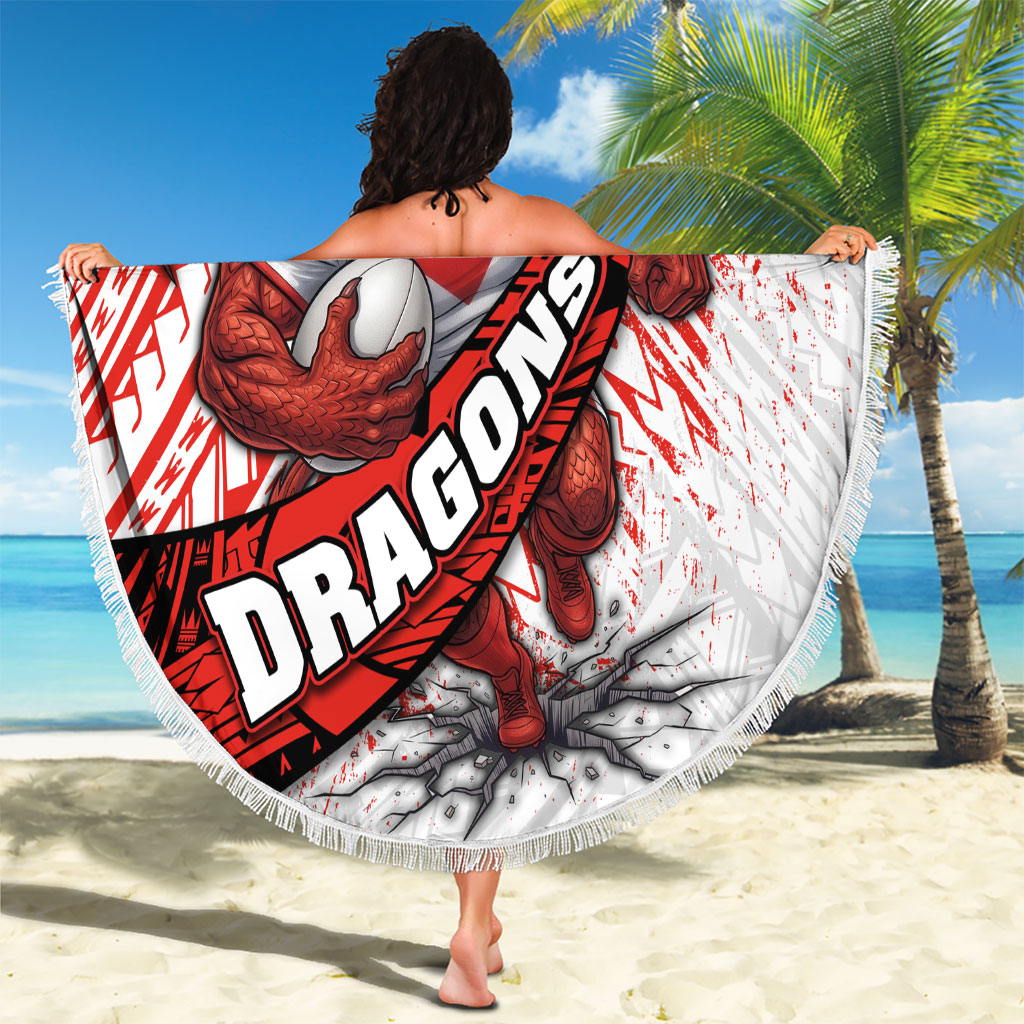 St George Illawarra Dragons Rugby Beach Blanket Tribal Polynesian Power Art - Lightning Mascot