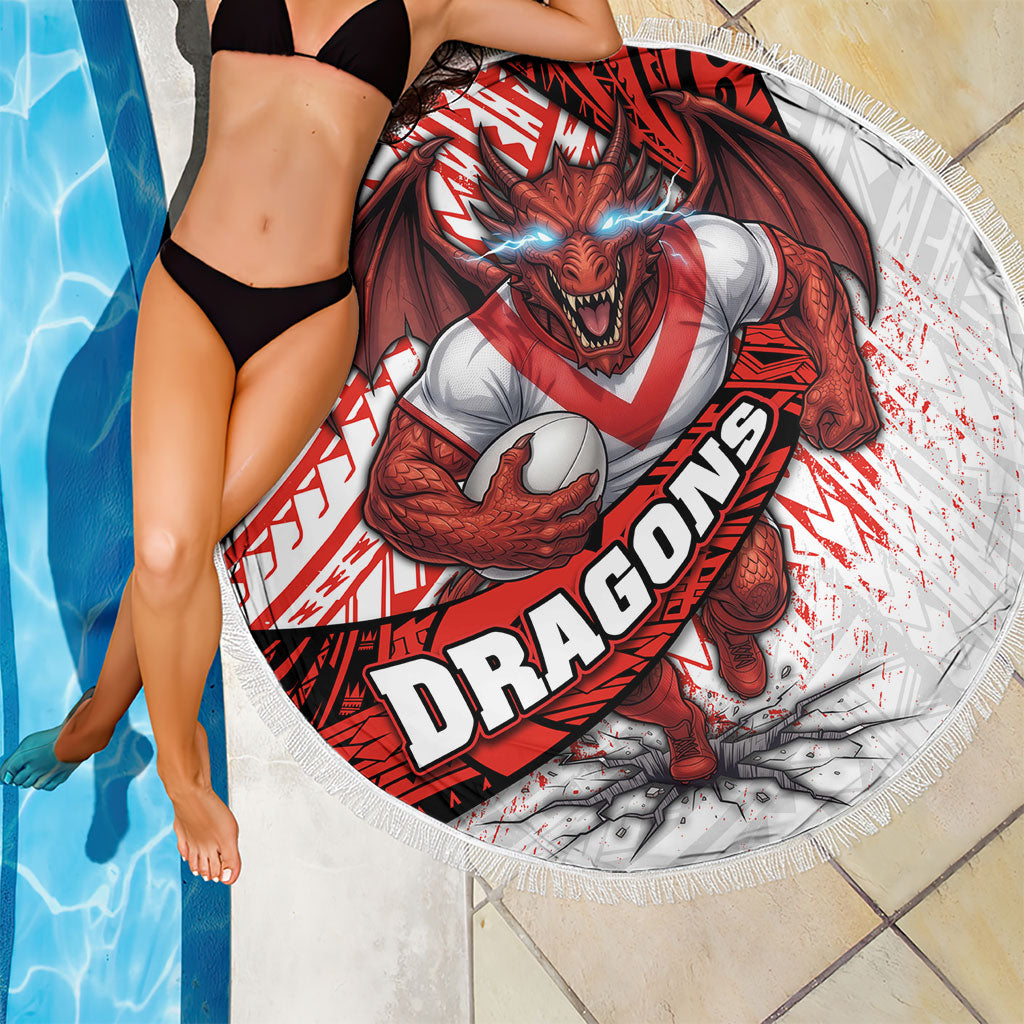 St George Illawarra Dragons Rugby Beach Blanket Tribal Polynesian Power Art - Lightning Mascot