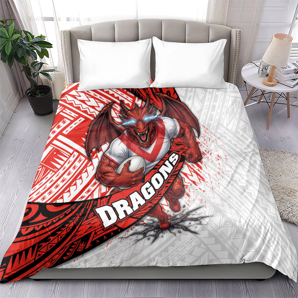St George Illawarra Dragons Rugby Bedding Set Tribal Polynesian Power Art - Lightning Mascot