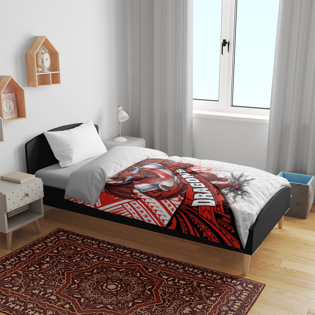 St George Illawarra Dragons Rugby Bedding Set Tribal Polynesian Power Art - Lightning Mascot
