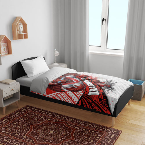 St George Illawarra Dragons Rugby Bedding Set Tribal Polynesian Power Art - Lightning Mascot