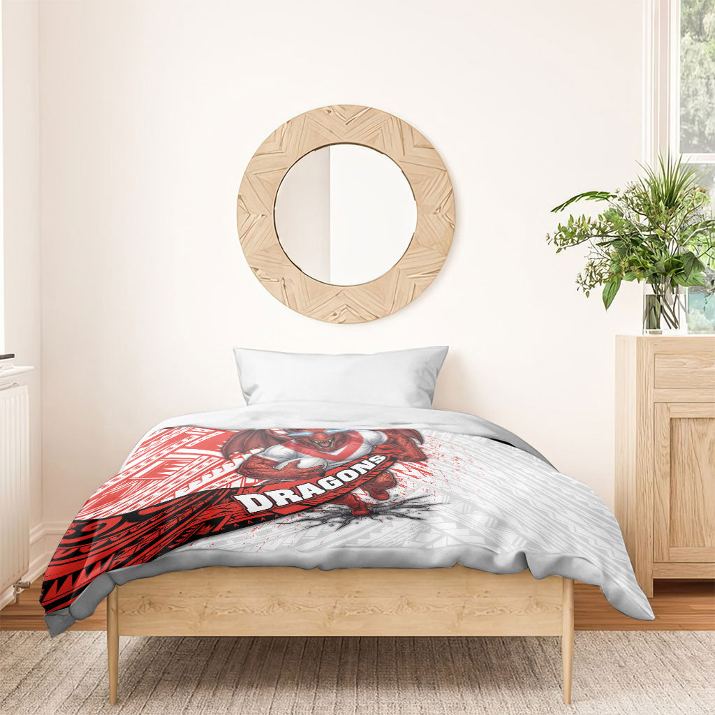 St George Illawarra Dragons Rugby Bedding Set Tribal Polynesian Power Art - Lightning Mascot