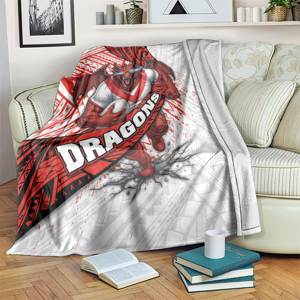 St George Illawarra Dragons Rugby Blanket Tribal Polynesian Power Art - Lightning Mascot