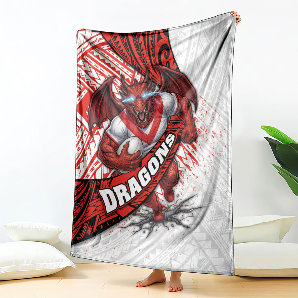 St George Illawarra Dragons Rugby Blanket Tribal Polynesian Power Art - Lightning Mascot