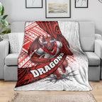 St George Illawarra Dragons Rugby Blanket Tribal Polynesian Power Art - Lightning Mascot