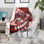 St George Illawarra Dragons Rugby Blanket Tribal Polynesian Power Art - Lightning Mascot