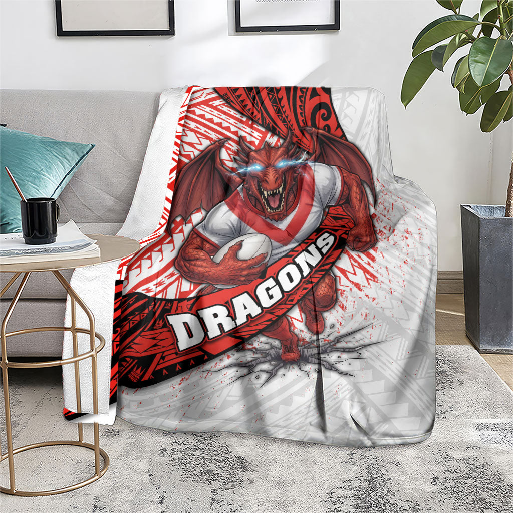 St George Illawarra Dragons Rugby Blanket Tribal Polynesian Power Art - Lightning Mascot