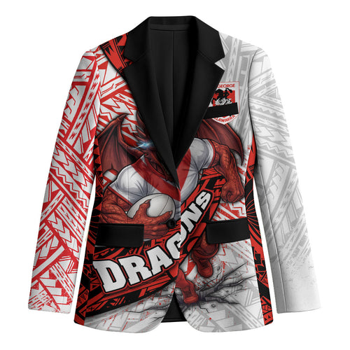 St George Illawarra Dragons Rugby Blazer Tribal Polynesian Power Art - Lightning Mascot