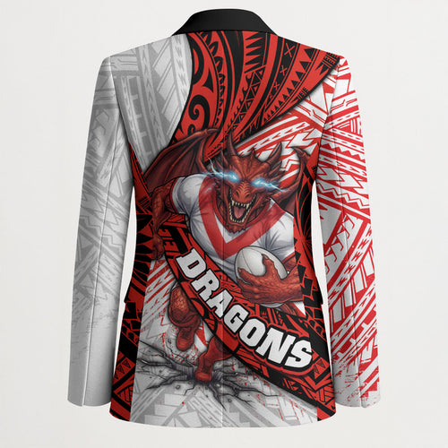 St George Illawarra Dragons Rugby Blazer Tribal Polynesian Power Art - Lightning Mascot