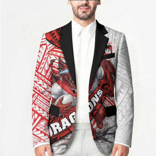 St George Illawarra Dragons Rugby Blazer Tribal Polynesian Power Art - Lightning Mascot