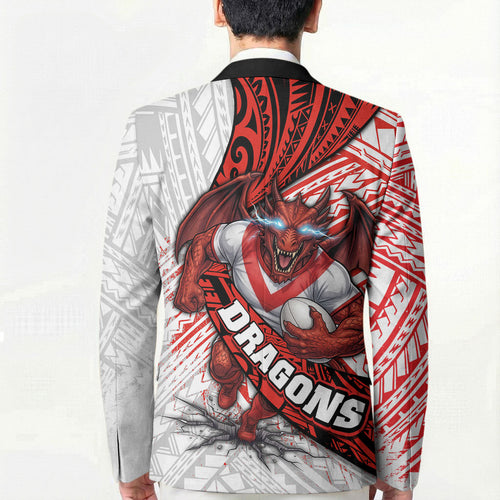 St George Illawarra Dragons Rugby Blazer Tribal Polynesian Power Art - Lightning Mascot