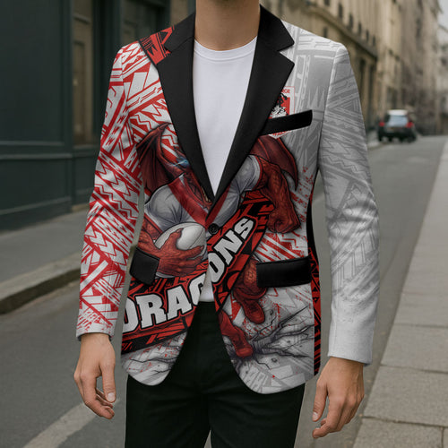 St George Illawarra Dragons Rugby Blazer Tribal Polynesian Power Art - Lightning Mascot