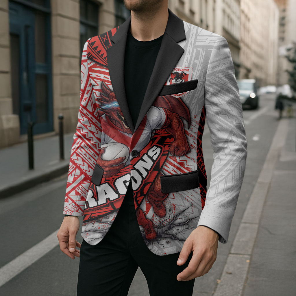 St George Illawarra Dragons Rugby Blazer Tribal Polynesian Power Art - Lightning Mascot