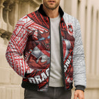 St George Illawarra Dragons Rugby Bomber Puffer Jacket Tribal Polynesian Power Art - Lightning Mascot