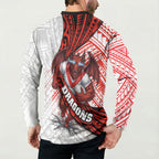 St George Illawarra Dragons Rugby Button Sweatshirt Tribal Polynesian Power Art - Lightning Mascot