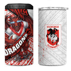 St George Illawarra Dragons Rugby 4 in 1 Can Cooler Tumbler Tribal Polynesian Power Art - Lightning Mascot