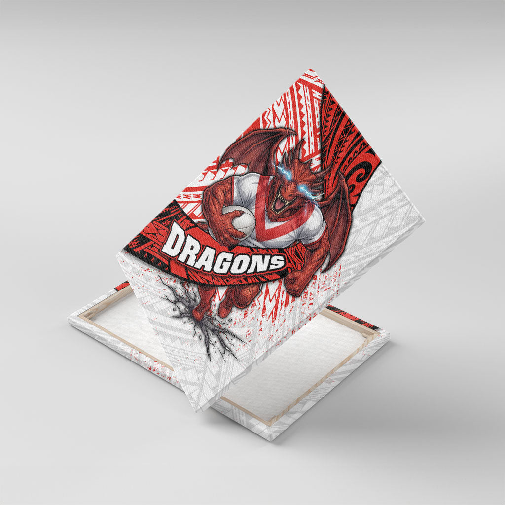 St George Illawarra Dragons Rugby Canvas Wall Art Tribal Polynesian Power Art - Lightning Mascot