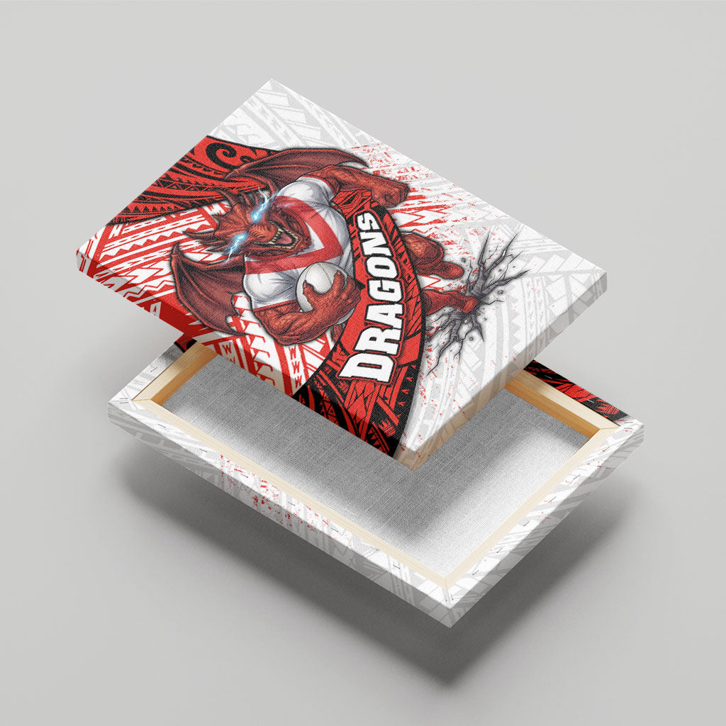 St George Illawarra Dragons Rugby Canvas Wall Art Tribal Polynesian Power Art - Lightning Mascot