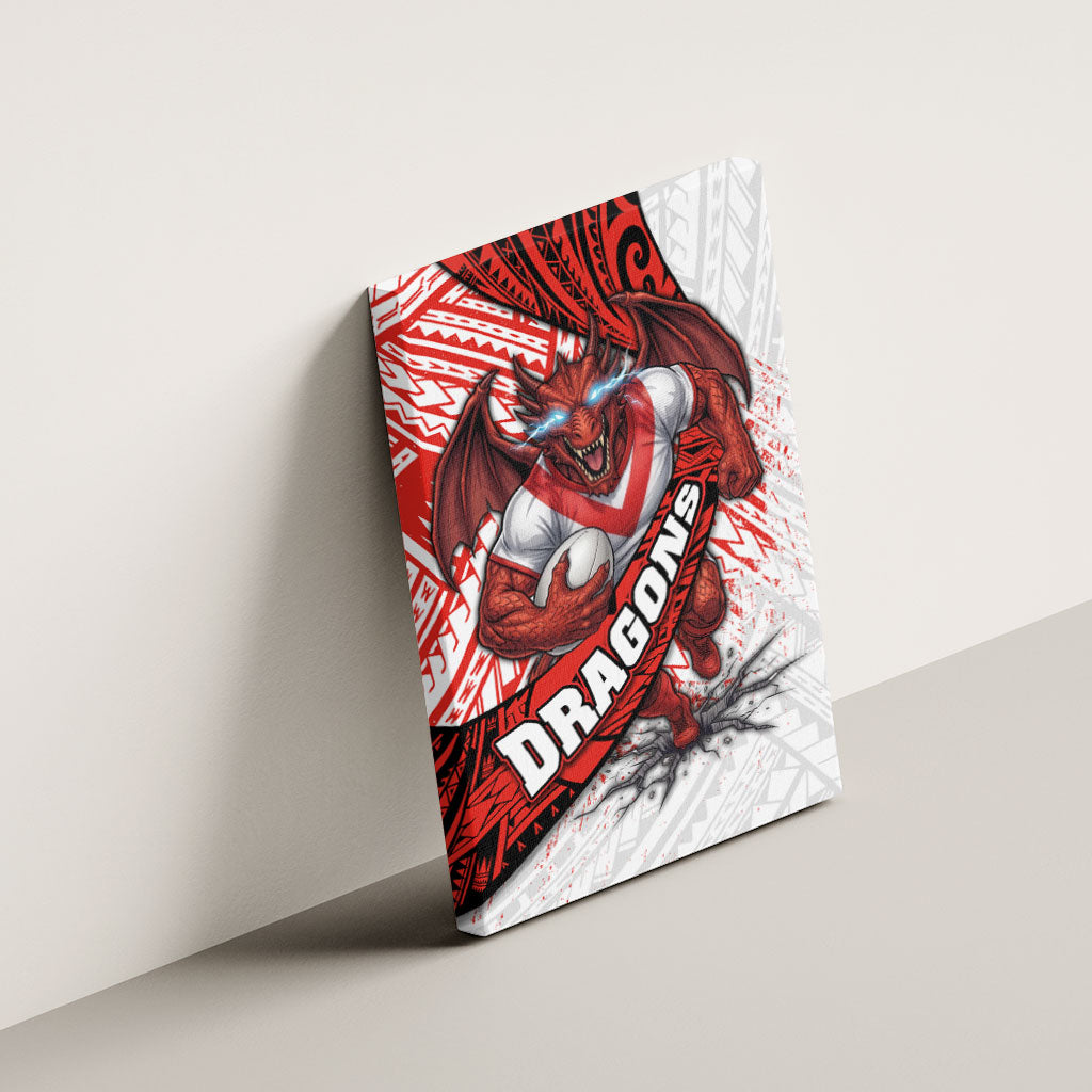 St George Illawarra Dragons Rugby Canvas Wall Art Tribal Polynesian Power Art - Lightning Mascot