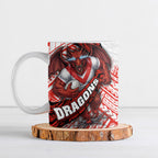 St George Illawarra Dragons Rugby Ceramic Mug Tribal Polynesian Power Art - Lightning Mascot