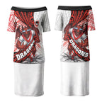St George Illawarra Dragons Rugby Couples Matching Puletasi and Hawaiian Shirt Tribal Polynesian Power Art - Lightning Mascot
