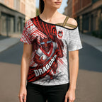 St George Illawarra Dragons Rugby Cross Shoulder Shirt Tribal Polynesian Power Art - Lightning Mascot