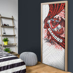 St George Illawarra Dragons Rugby Door Cover Tribal Polynesian Power Art - Lightning Mascot