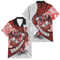 St George Illawarra Dragons Rugby Family Matching Off Shoulder Maxi Dress and Hawaiian Shirt Tribal Polynesian Power Art - Lightning Mascot