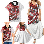 St George Illawarra Dragons Rugby Family Matching Summer Maxi Dress and Hawaiian Shirt Tribal Polynesian Power Art - Lightning Mascot