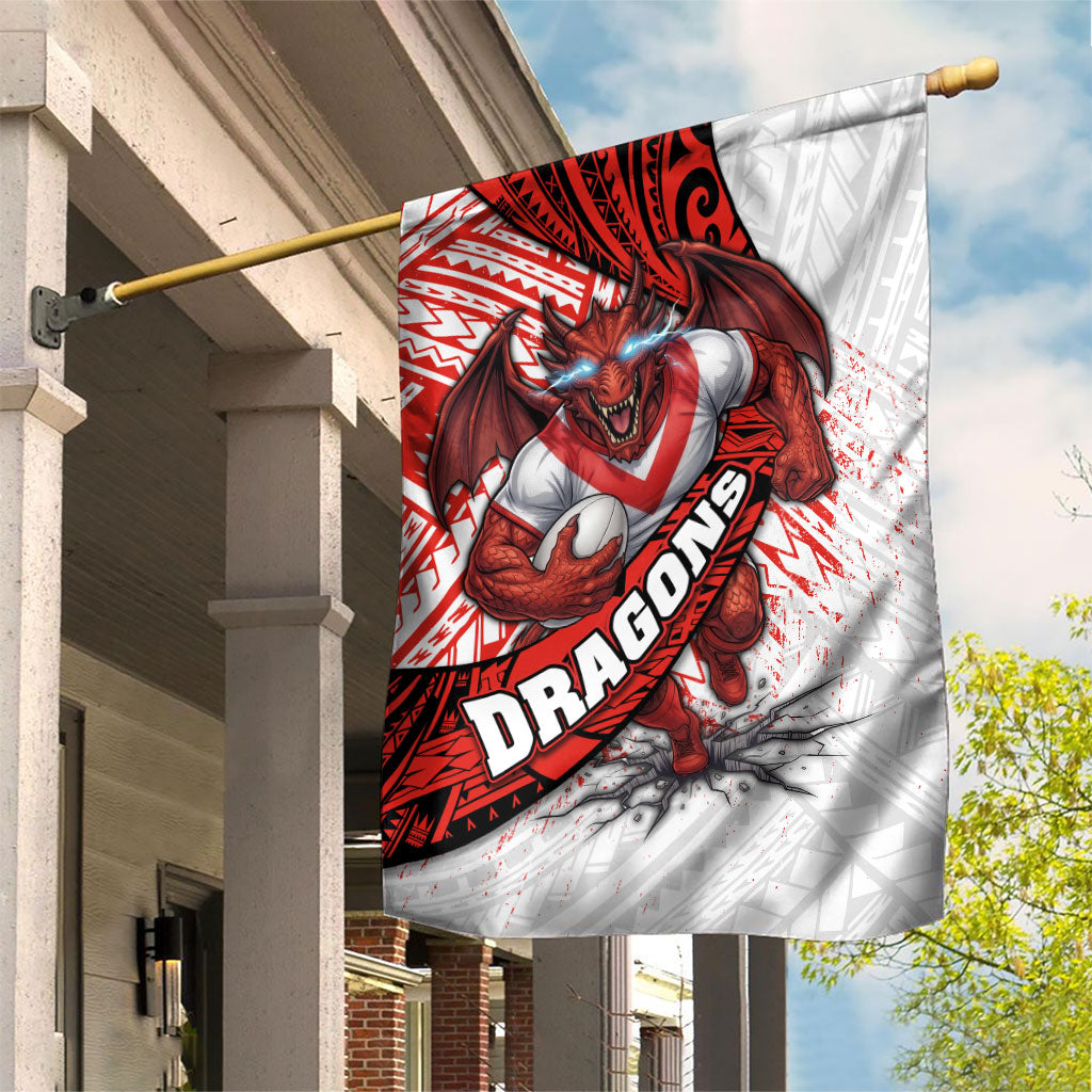 St George Illawarra Dragons Rugby Garden Flag Tribal Polynesian Power Art - Lightning Mascot