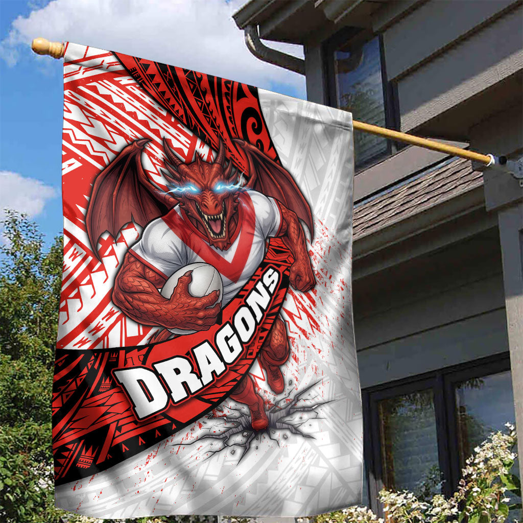 St George Illawarra Dragons Rugby Garden Flag Tribal Polynesian Power Art - Lightning Mascot