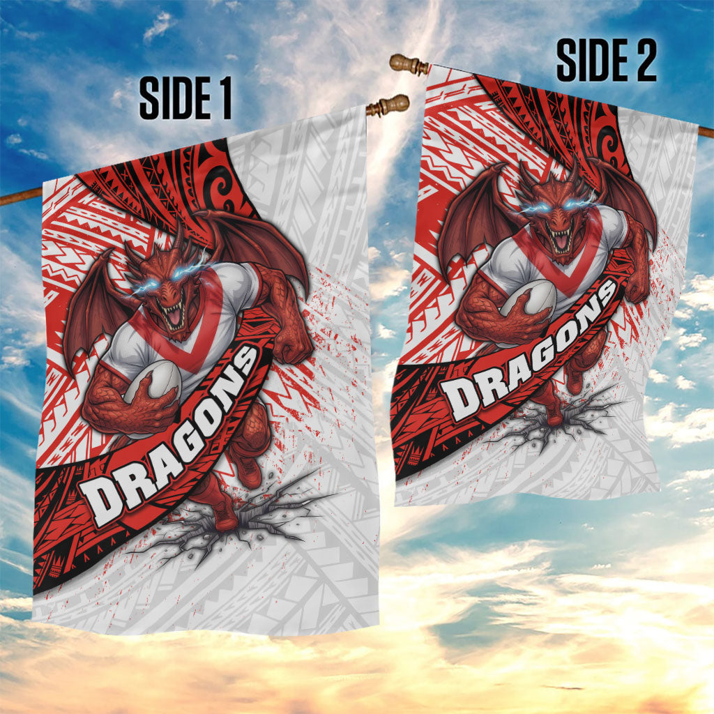 St George Illawarra Dragons Rugby Garden Flag Tribal Polynesian Power Art - Lightning Mascot