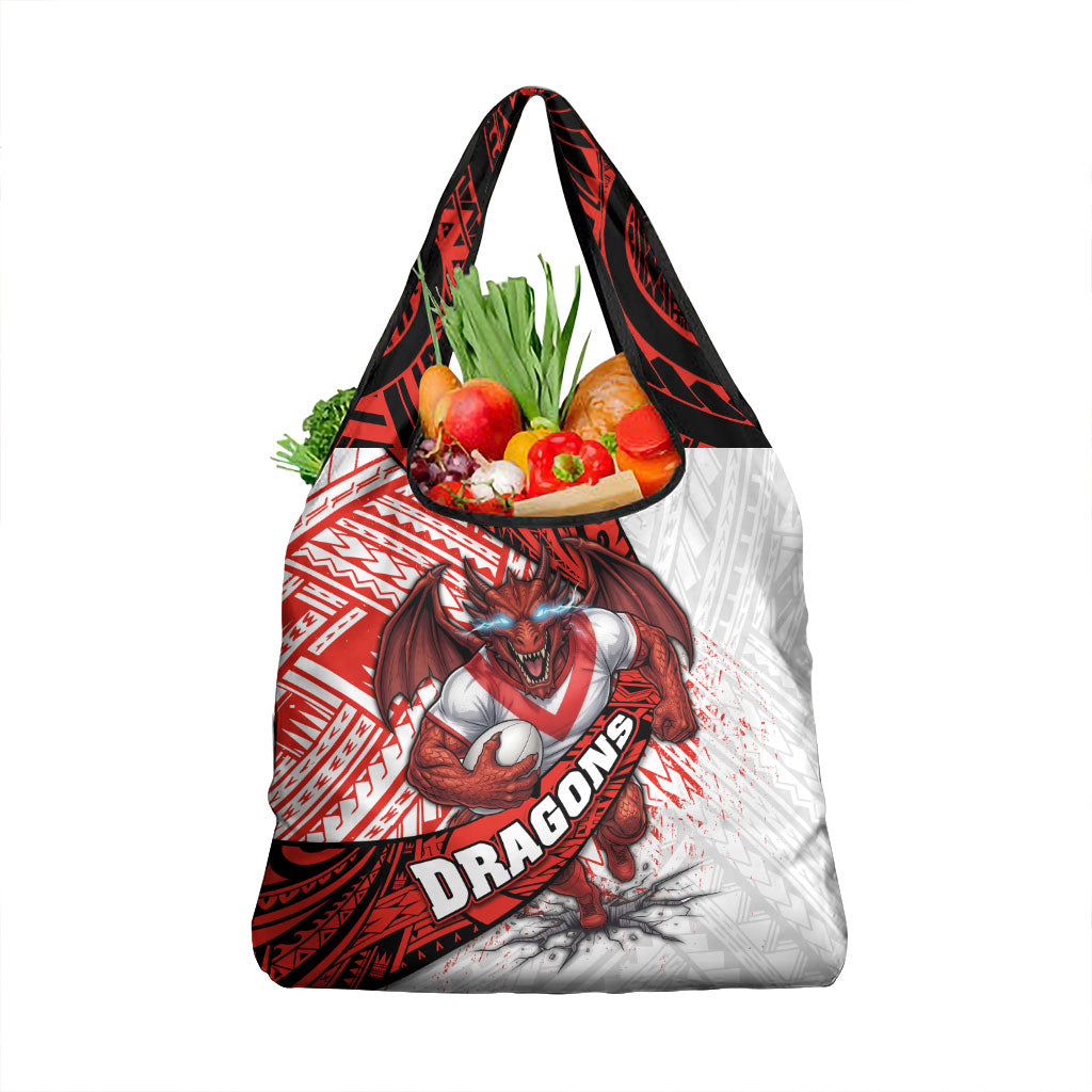 St George Illawarra Dragons Rugby Grocery Bag Tribal Polynesian Power Art - Lightning Mascot