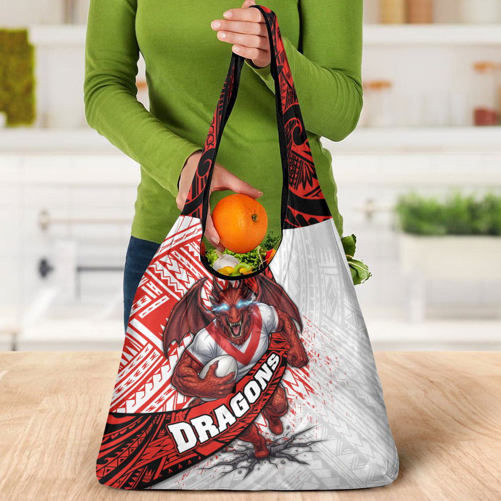 St George Illawarra Dragons Rugby Grocery Bag Tribal Polynesian Power Art - Lightning Mascot