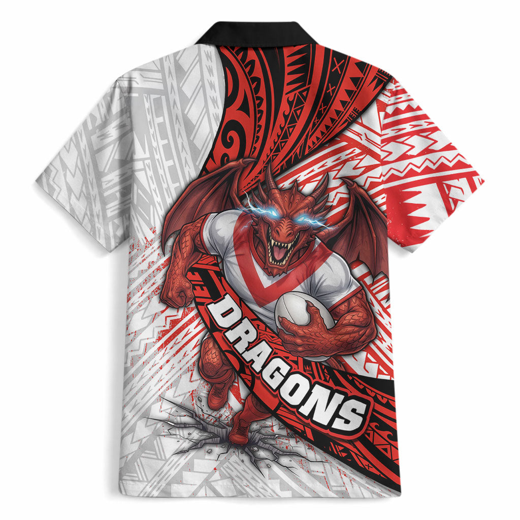St George Illawarra Dragons Rugby Hawaiian Shirt Tribal Polynesian Power Art - Lightning Mascot