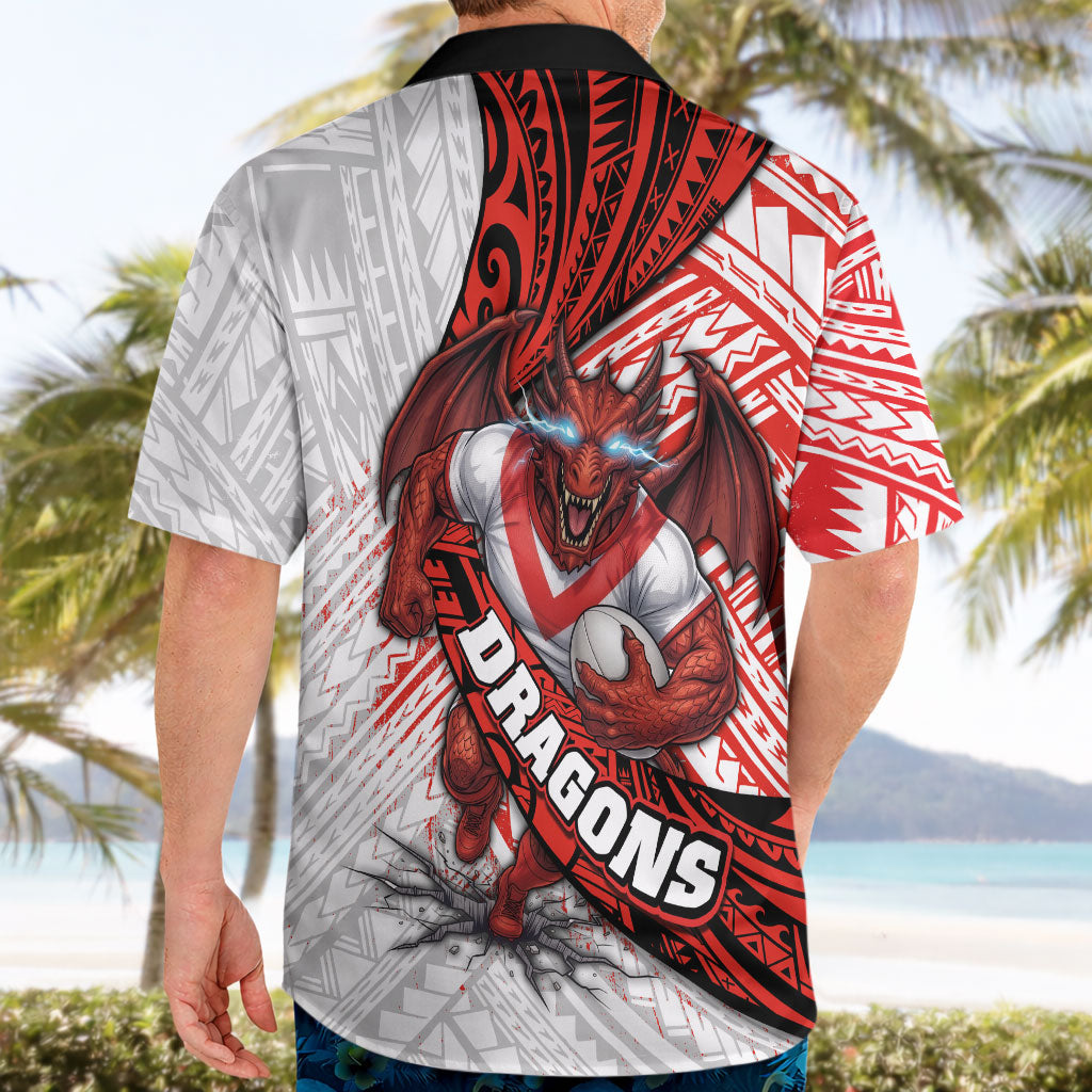 St George Illawarra Dragons Rugby Hawaiian Shirt Tribal Polynesian Power Art - Lightning Mascot