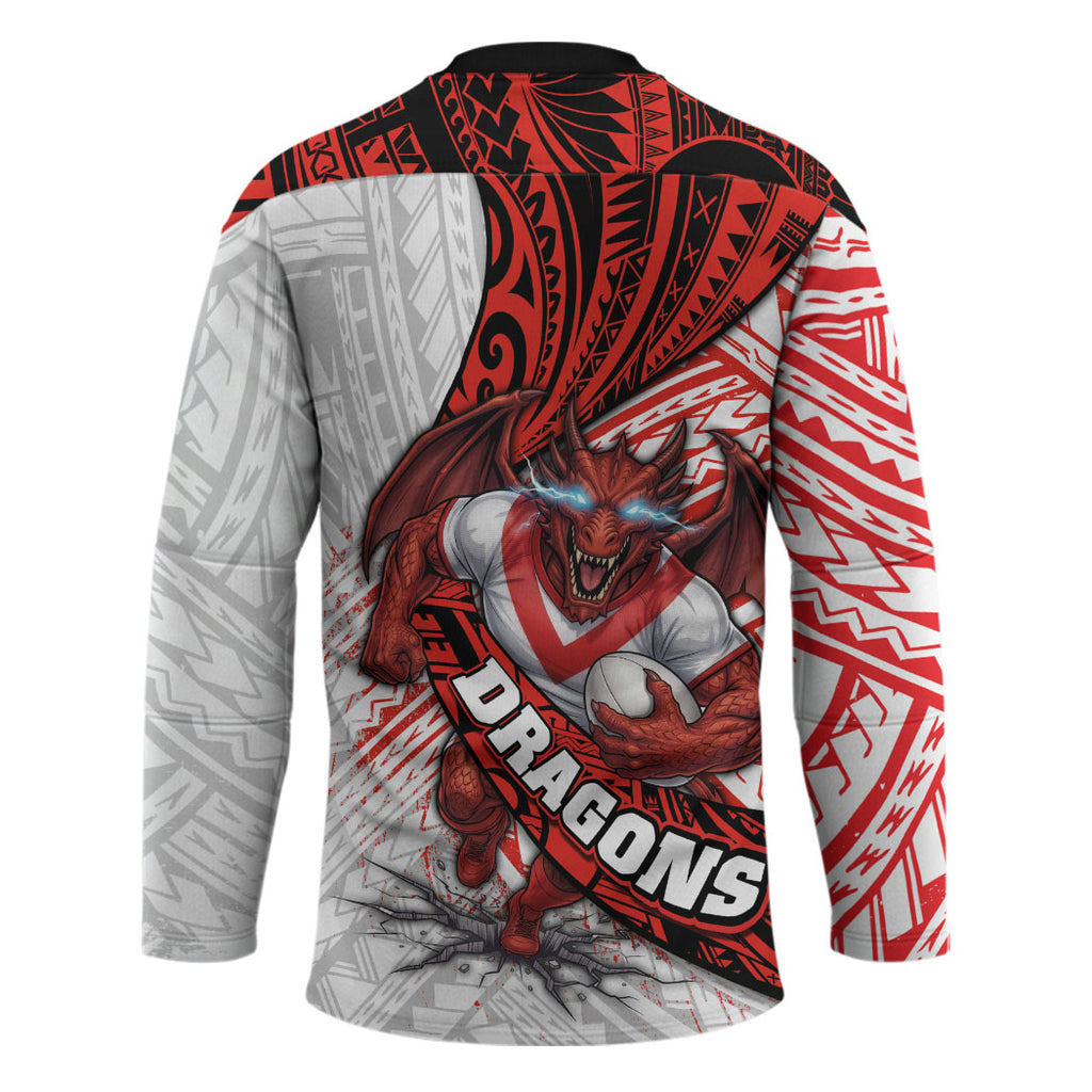 St George Illawarra Dragons Rugby Hockey Jersey Tribal Polynesian Power Art - Lightning Mascot