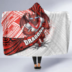 St George Illawarra Dragons Rugby Hooded Blanket Tribal Polynesian Power Art - Lightning Mascot